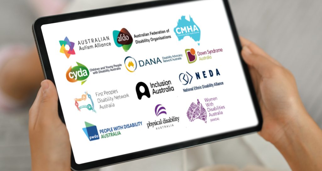 ipad with Disability Representative Organisations logos