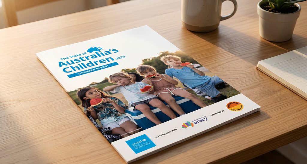 The State of Australia's Children Report on a desk