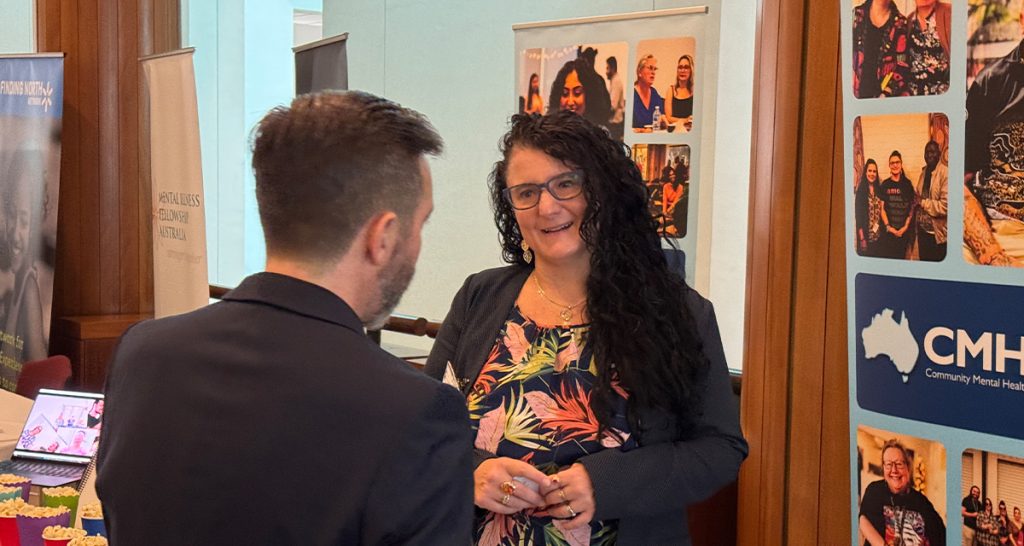 Kate Hawtin talking at event at Parliament House