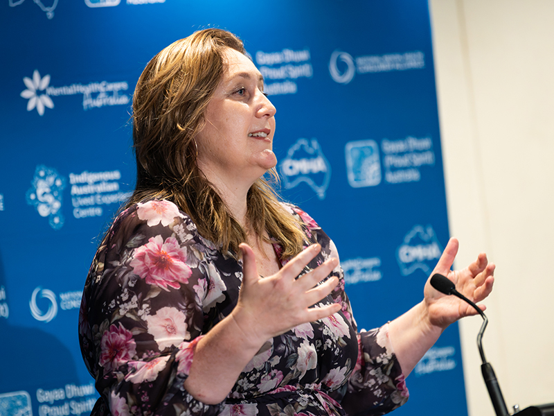 Hon Emma McBride MP speaking at event