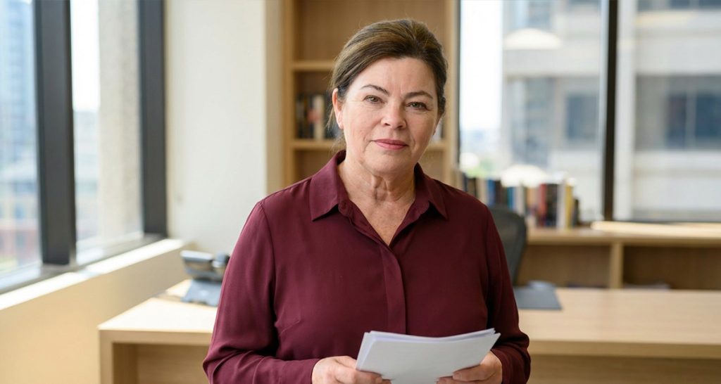 Kerry Hawkins CEO of CMHA with NDIS papers