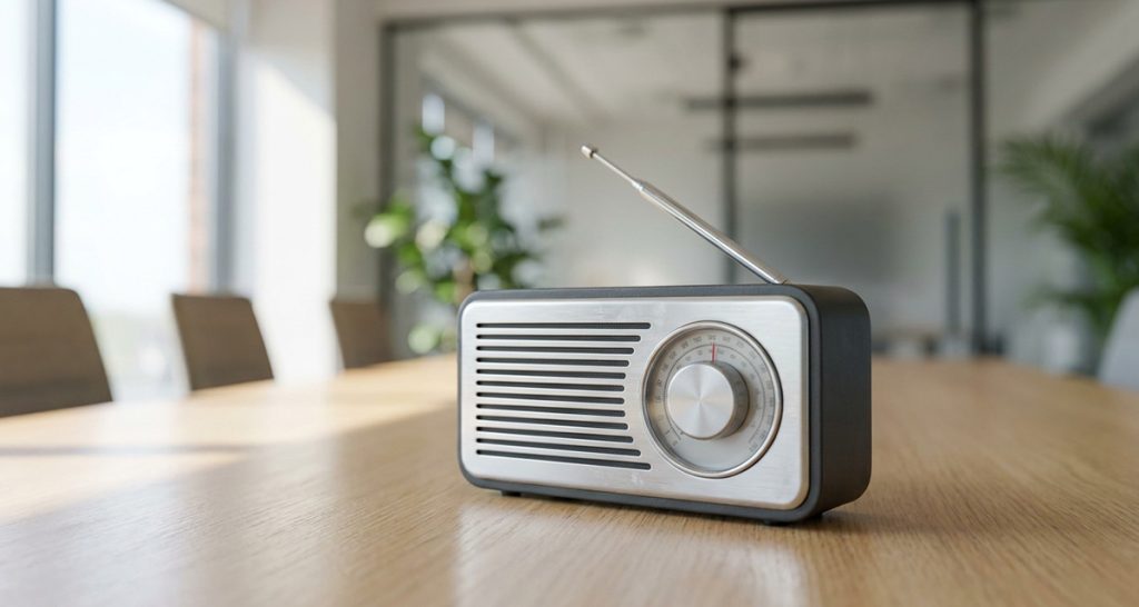 Radio on desk at Community Mental Health Australia